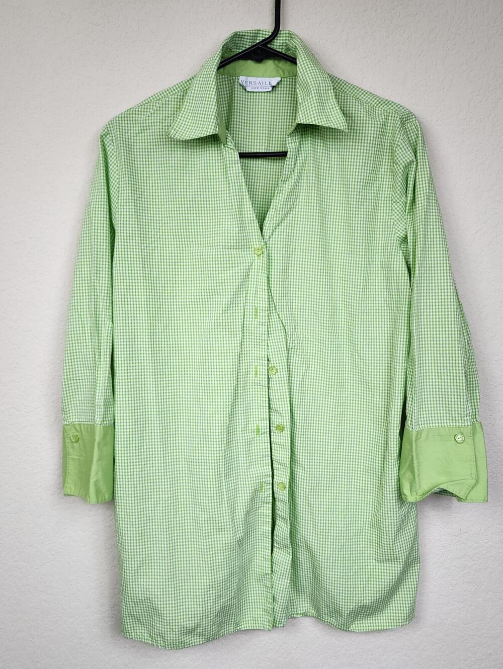 Versailles New York Green Gingham Button-Up Shirt